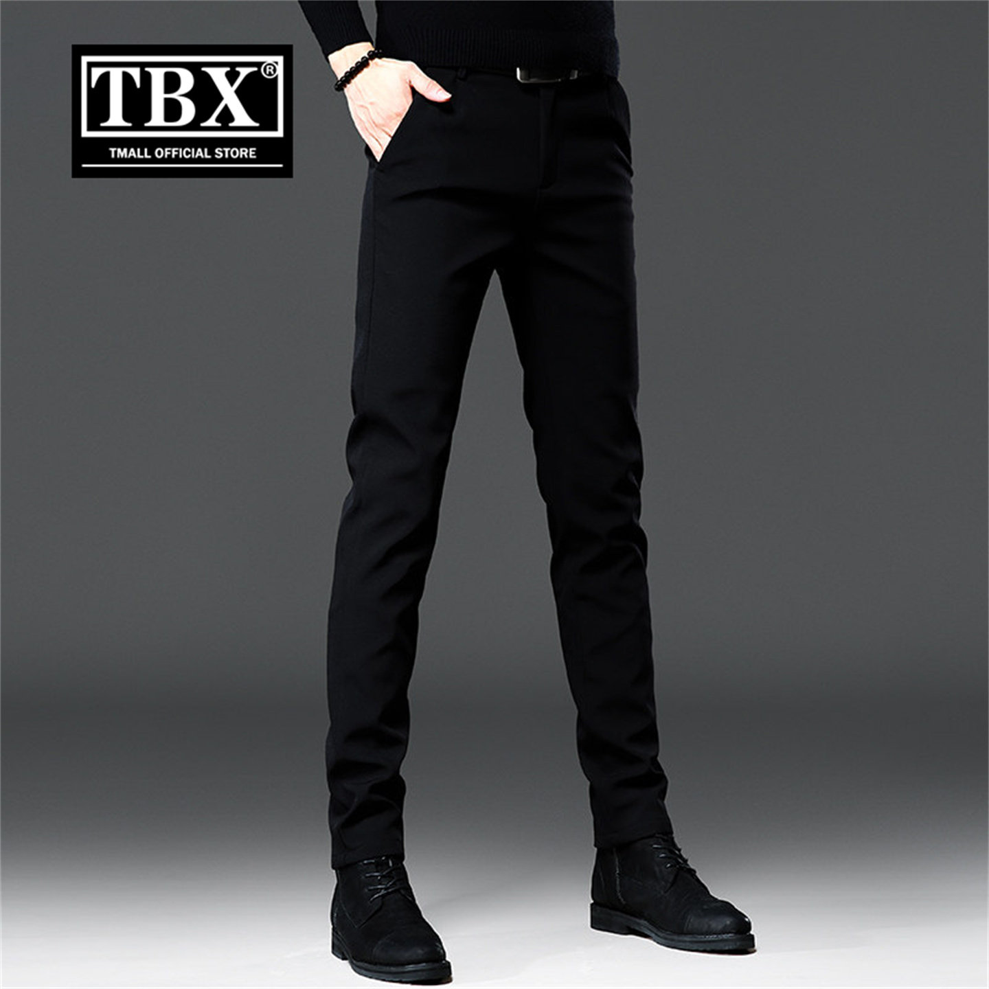 高端商务西裤男士2026新款冬装加绒加厚男裤修身直筒休闲裤子男款