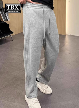 灰色卫裤男士春秋2025新款男裤直筒休闲运动裤子男款冬季加绒加厚