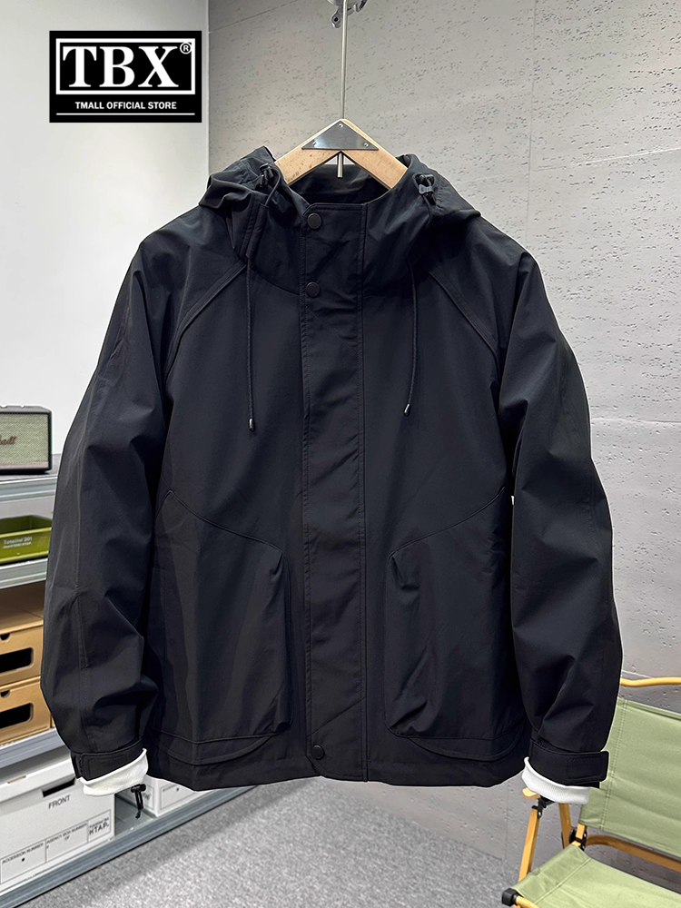 高端工装外套男士2025新款爆款春秋季户外连帽冲锋衣男款冬装棉服