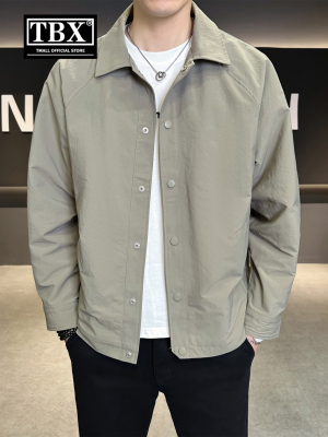 高端行政夹克外套男士2025新款春秋季衬衫式翻领茄克男款冬装棉服