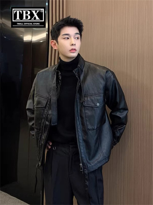 高端皮衣外套男士春秋冬季加绒2025新款高级感立领机车皮夹克男款