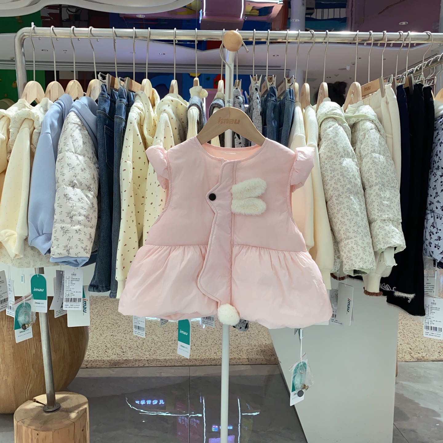 2025冬季imau奕玛女小童装儿童小兔子羽绒马甲休闲背心58SF110025