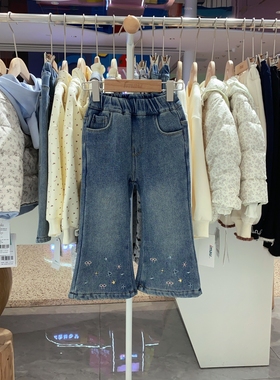 2025冬季imau奕玛童装女小童儿童加绒加厚刺绣牛仔裤子58SF350100