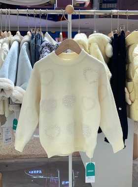 2025冬季imau奕玛女大童装儿童圆领休闲加厚珍珠毛衣58LF230173