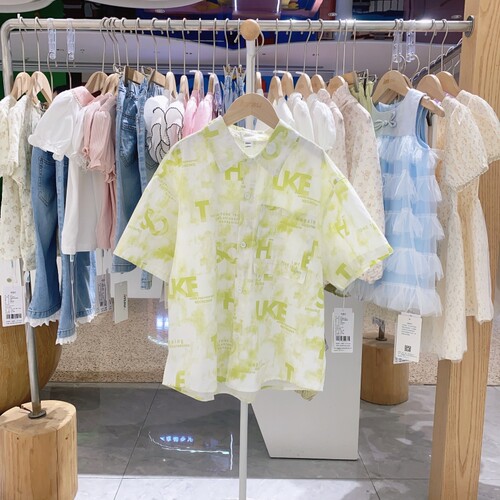 2025夏季imau奕玛童装男大童短袖衬衣儿童字母休闲衬衫52LF234104