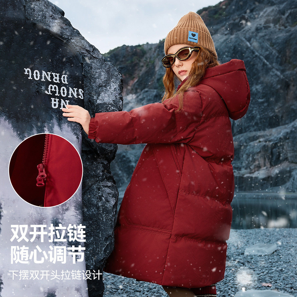 品牌童装折扣ASK女童羽绒服2025新款冬装加厚90白鸭绒连帽面包服1