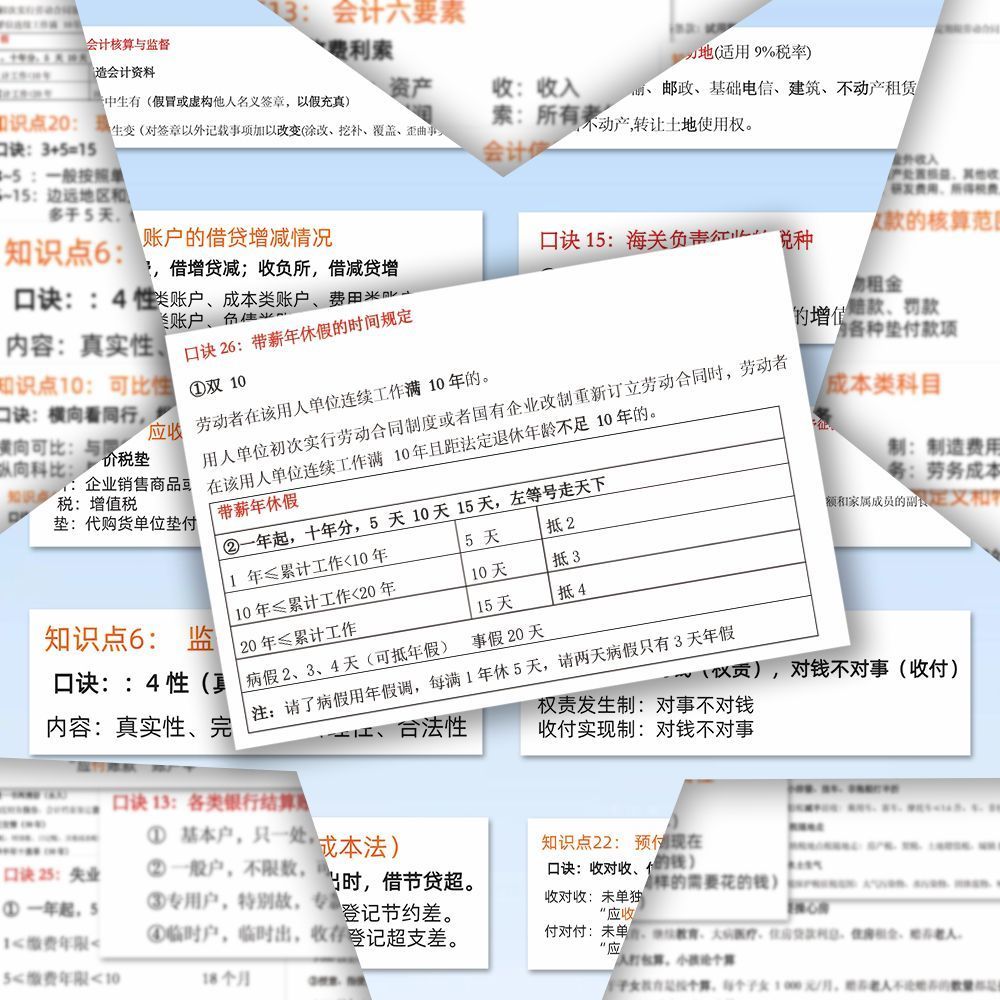 102张实务经济法背诵口诀贴纸初会备考速记干货重点口诀基础
