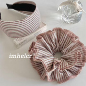 欧阳娜娜同款 大号质感咖色条纹小蛮腰发圈气质温柔高颅顶发箍女