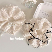 高颜值芭蕾风蝴蝶结刺绣蕾丝发圈 韩系超仙优雅氛围发绳早春新款