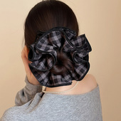 赵露思同款 黑色大肠发圈女新款 高端缎面四层头花韩系简约气质发绳