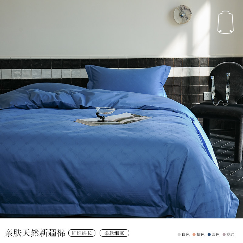 LANSIU/蓝丝羽60支长绒棉贡缎超柔纯棉提花面料轻奢老钱风四件套