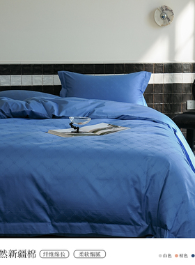 LANSIU/蓝丝羽60支长绒棉贡缎超柔纯棉提花面料轻奢老钱风四件套