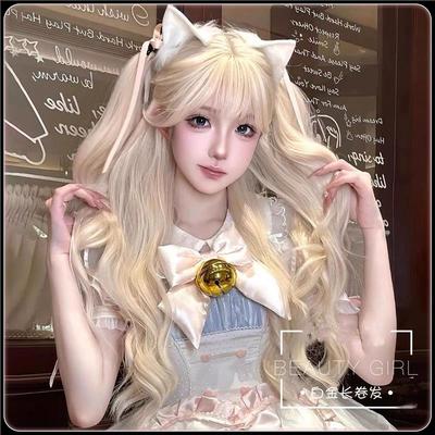 阿止白金色假发女长卷发lolita大波浪甜美整顶假发洛丽塔仿真发