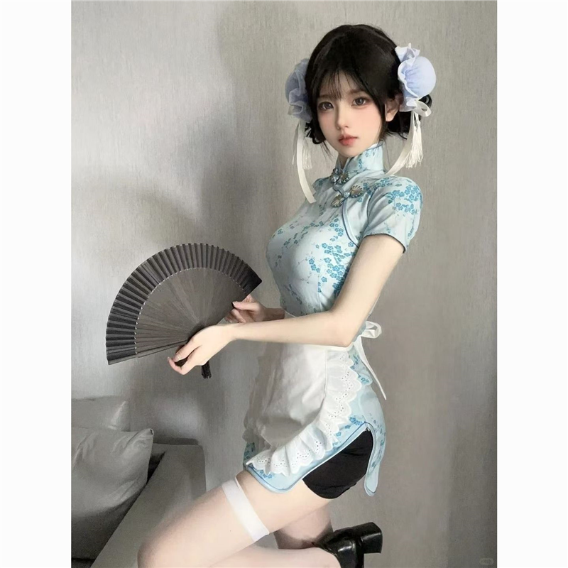 中华小厨娘日系软妹lolita女仆围裙cos服新中式旗袍连衣裙小清新