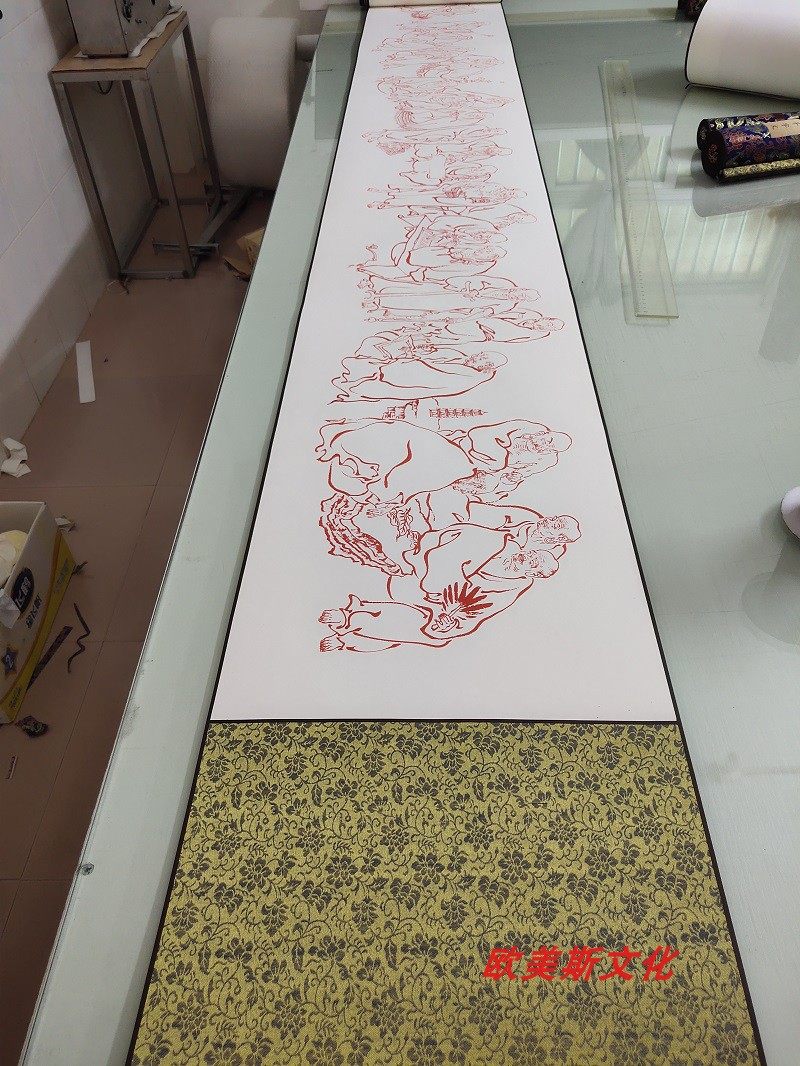 清 弘一法师 罗汉长卷仿古装饰喷绘高清宣纸复制品微喷临摹国画