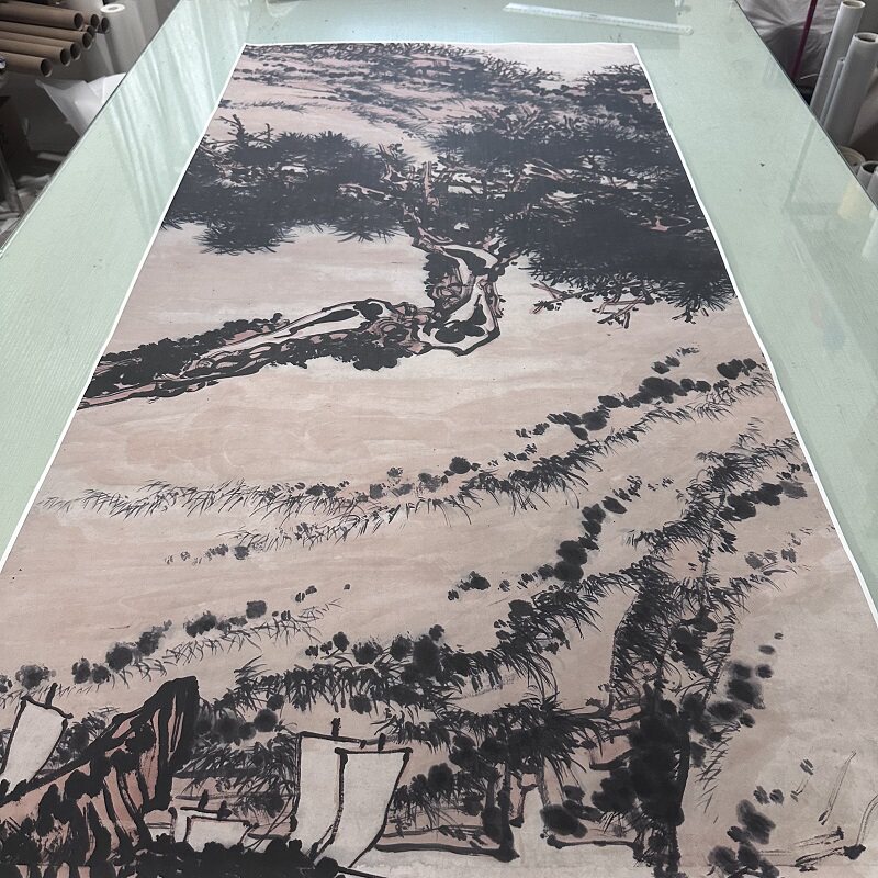 潘天寿国画铁石帆运图书画真迹高清微喷仿古装裱挂轴玄关客厅装饰