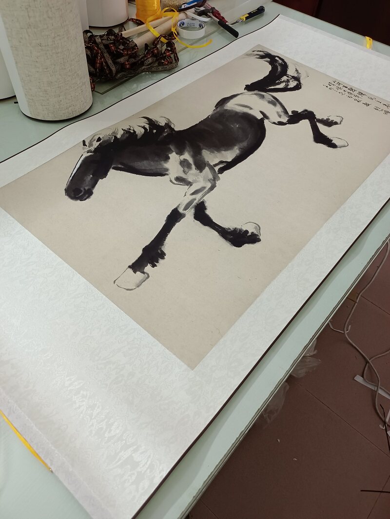 徐悲鸿百战归马图书画横幅水墨骏马国画真迹微喷复制临摹装饰画