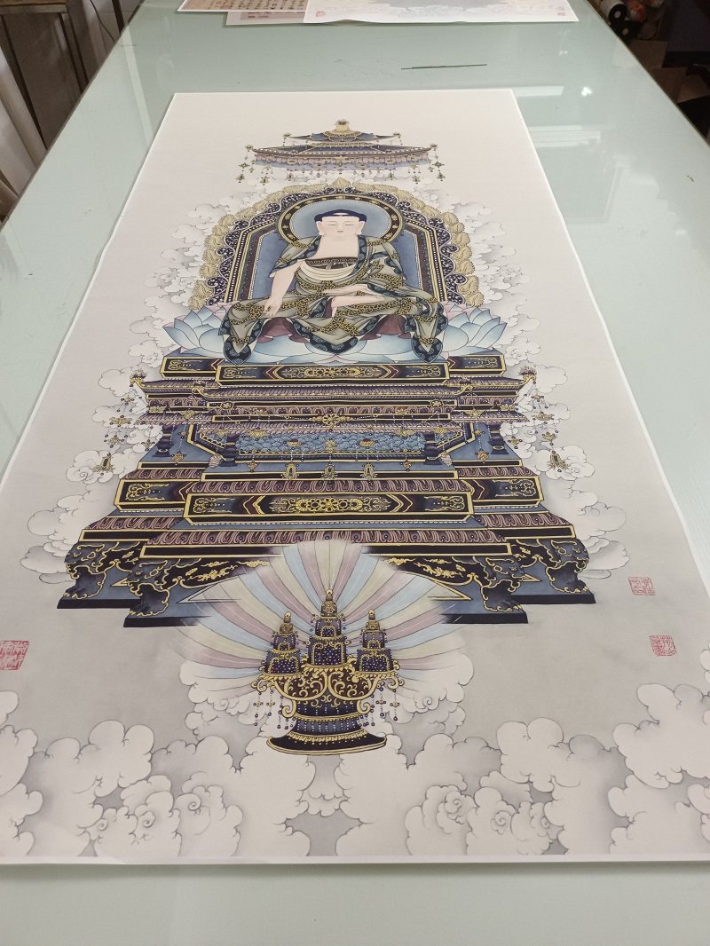 夏荆山 佛像微喷释迦摩尼书画人物国画真迹仿古画芯挂轴装饰画