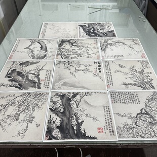 金农梅花图册书画花卉小品国画真迹宣纸高清微喷仿古画芯装裱装饰