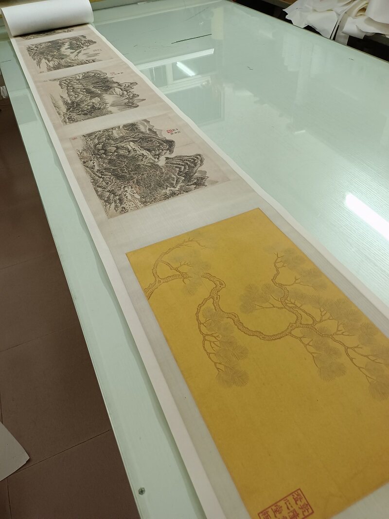 王时敏王烟客六页山水图卷书画山水国画真迹高清微喷仿古画芯装饰