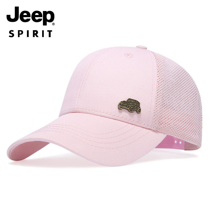 JEEPSPIRIT专柜网眼帽情侣棒球帽鸭舌帽防晒吉普旗艦调节粉红帽子