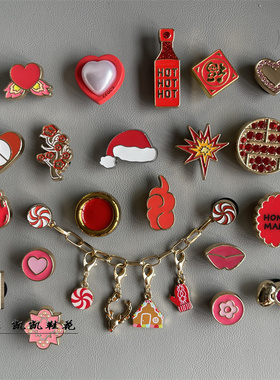 适配Crocs洞洞鞋配饰鞋花高级感金属红色钻石智必星卡骆驰装饰扣