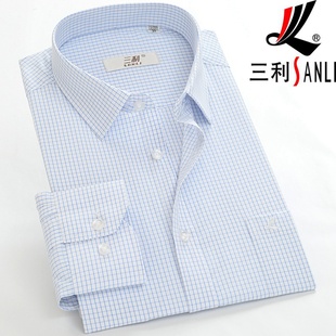 2024春秋新款 男士衬衫时尚韩版长袖 三利男装口袋爸爸衬衣上衣潮