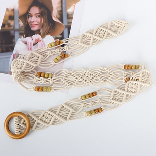 复古法式优雅麻绳腰带女装饰百搭配裙子衬衫毛衣腰封编织配饰收腰