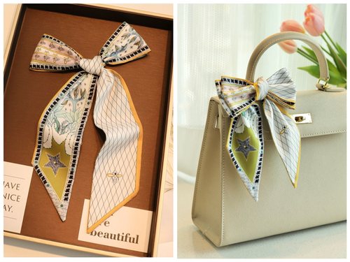 斜纹绸飘带女春秋印花小清新