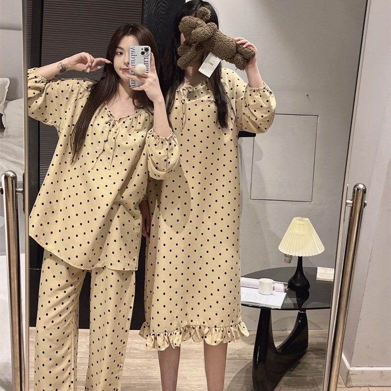2025年睡裙女士夏季薄款棉绸纱裙闺蜜套装裙可外穿韩版中长款裙子