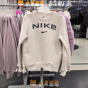 女子刺绣薄绒保暖运动休闲圆领套头卫衣 正品 HM9755 耐克 Nike