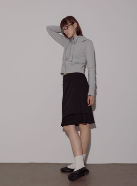 unnone item 黑色花朵刺绣天丝压褶直筒复古显瘦半身裙春夏中裙女