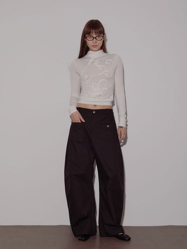 黑色高级感天丝棉弯刀长裤