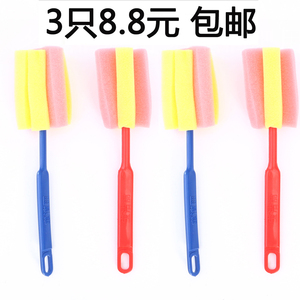 玻璃杯清洁刷长柄刷杯刷长瓶茶杯刷子洗杯子海绵刷厨房用刷 3只装