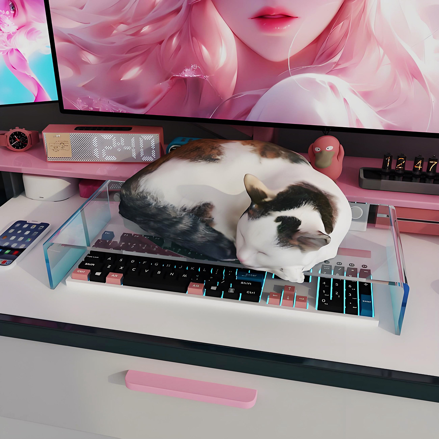 笔记本电脑电竞键盘防护罩高透亚克力工作防打扰防尘宠物触碰防猫