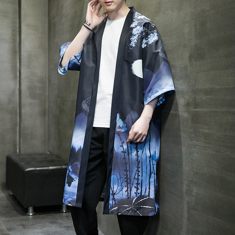 夏季风长款汉服开衫披风男DSA008-1-K207p48,男装风衣,电商A008-1