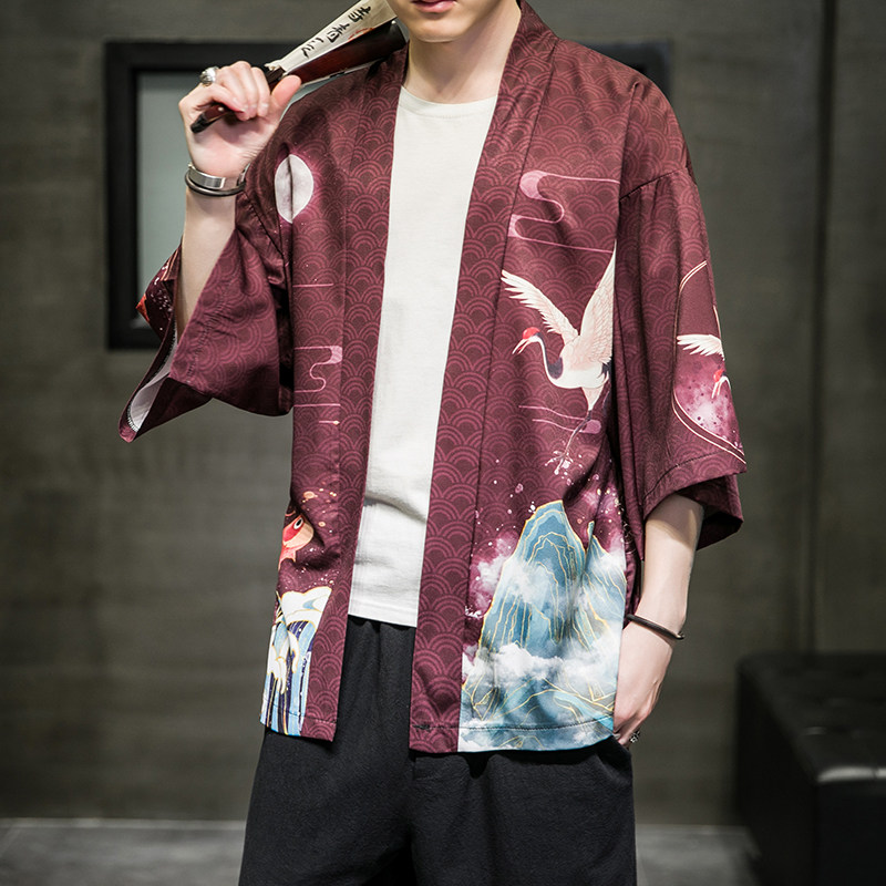2025夏季新款风乘风深龙和服开衫披风男6006K033p40,男装卫衣,电商A008-1