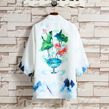 2025夏季新款风仙鹤祥鹿汉服开衫披风男DS-A008-1-K93p40，男装民族服装，电商A008-1