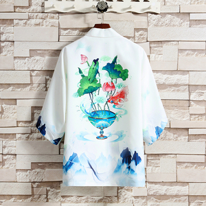 2025夏季新款风仙鹤 祥鹿汉服开衫披风男DS-A008-1-K93p40图片