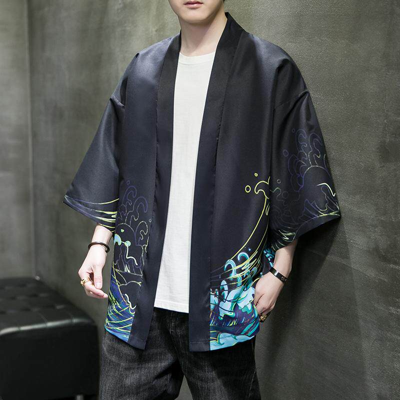 夏季新款风仙鹤祥鹿汉服开衫披风男DS-A008-1-K93p40,男装民族服装,电商A008-1