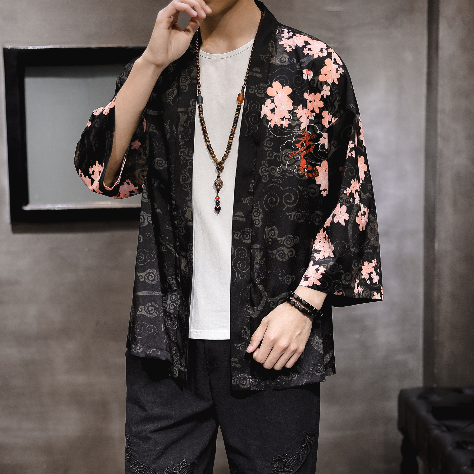 夏季新款风，龍图祥云和服开衫披风男款DSA008-1K88p40,男装卫衣,电商A008-1