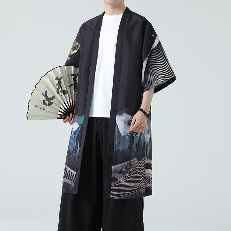 夏季新款风汉服开衫披风男DSA008-1-K302p48,男装风衣,电商A008-1