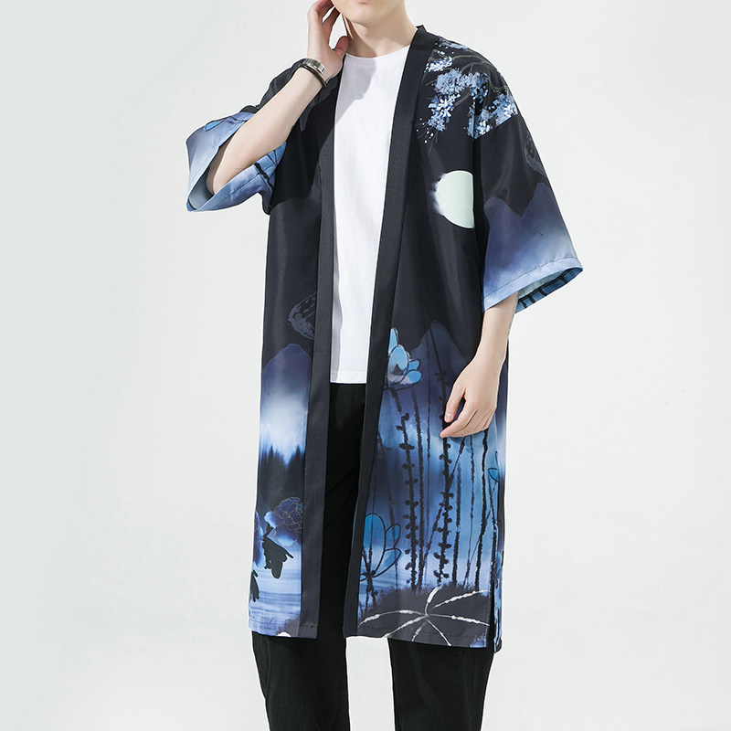 夏季风长款汉服开衫披风男DSA008-1-K207p48,男装风衣,电商A008-1