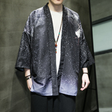 夏季新款风青叶仙鹤汉服开衫披风男DS-A008-1-K037p40，男装风衣，电商A008-1