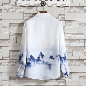 秋季新款男士风印花仙山衬衫QT6006-S604-P45，男装衬衫，电商A008-1