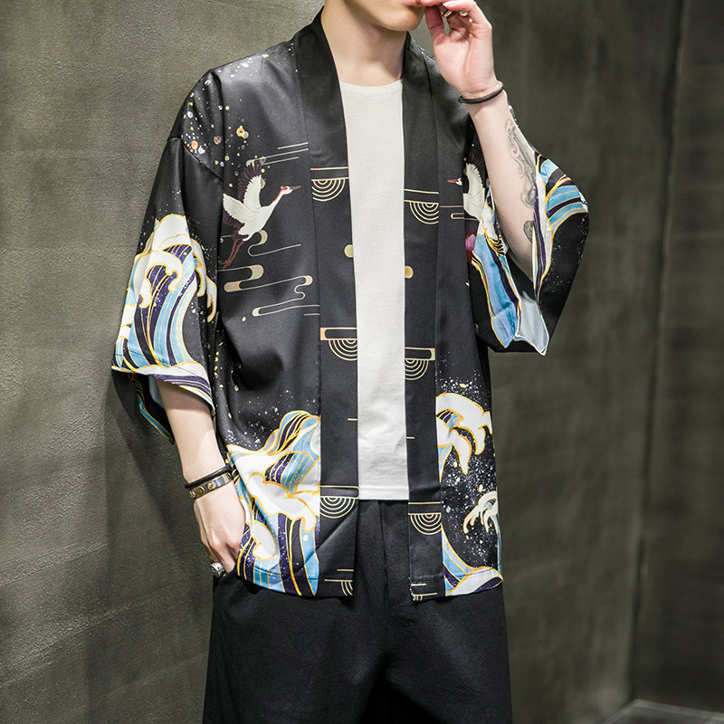 2025夏季新款风乘风深龙和服开衫披风男6006K033p40,男装卫衣,电商A008-1