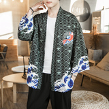 2025夏季新款风云霄铜钱海浪汉服开衫披风男A008-1K01p40，男装民族服装，电商A008-1