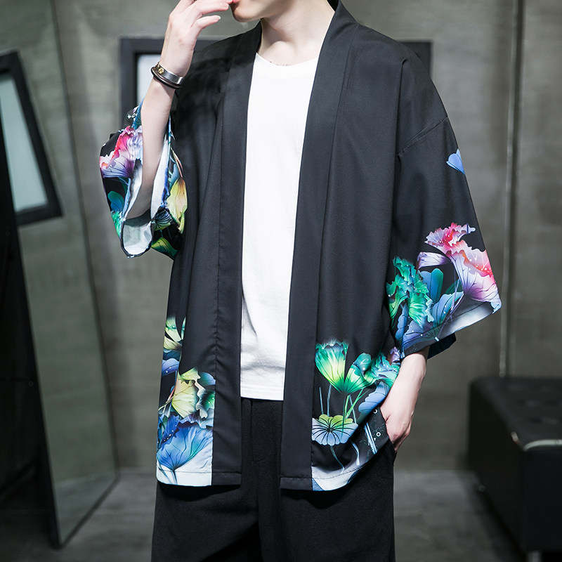 2025夏季新款风荷叶仙鹤和服开衫披风男款6006K039p40,男装卫衣,电商A008-1