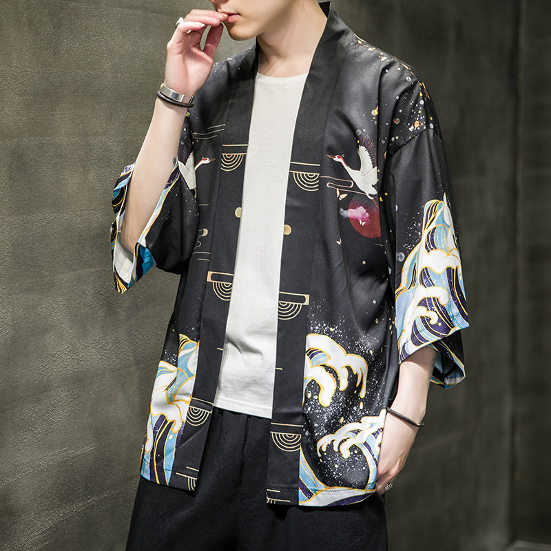 2025夏季新款风乘风深龙和服开衫披风男6006K033p40,男装卫衣,电商A008-1