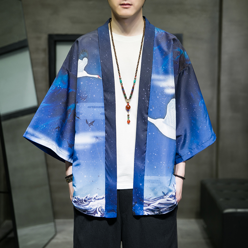 夏季新款风仙鹤圣者霞光和服开衫披风男6006K036p40，男装卫衣，电商A008-1